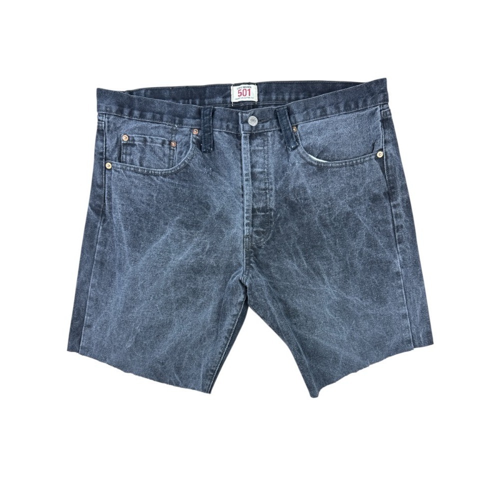 Levi’s 501 Black Denim Cutoff Jorts Button Fly Distressed Hem Shorts Sz 36